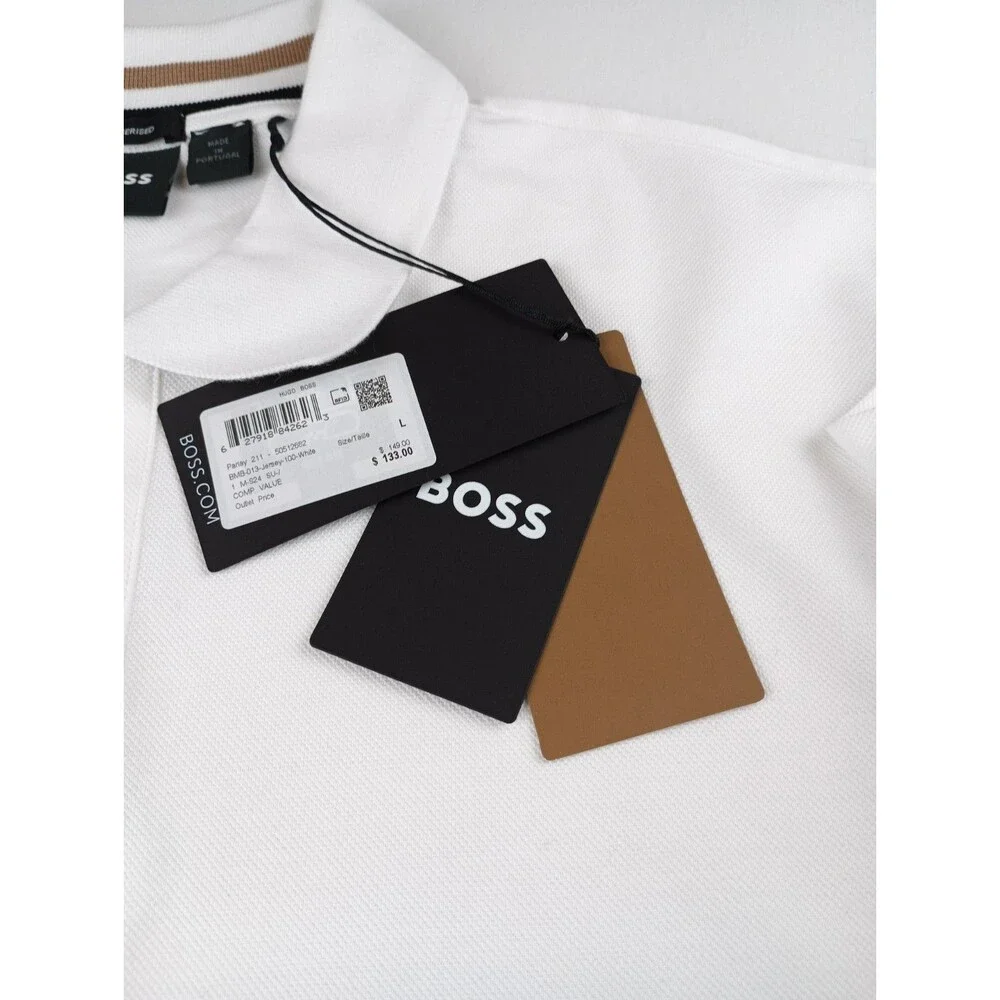 Hugo Boss Black Label Men's White Parlay 211 Tipped Short Sleeve Polo Shirt Sz L - Picture 6 of 16